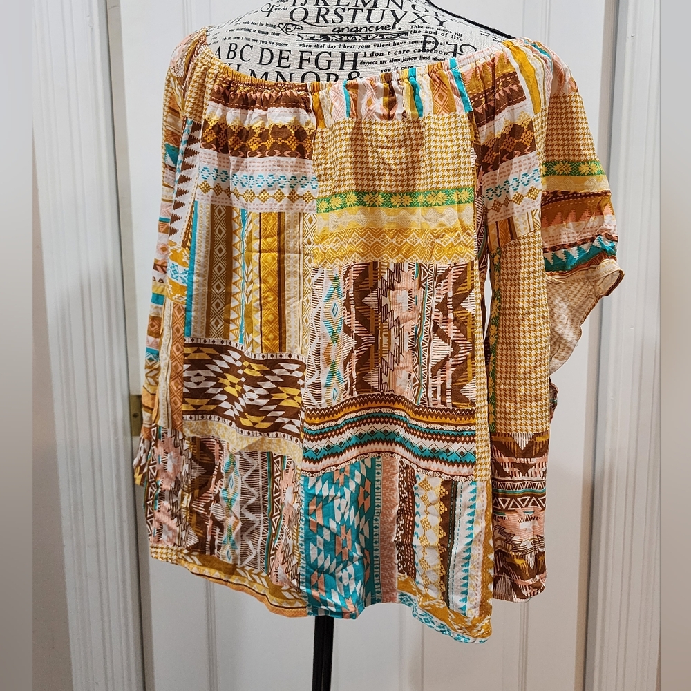 Savanna Jane Multicolor Patchwork Blouse - image 5